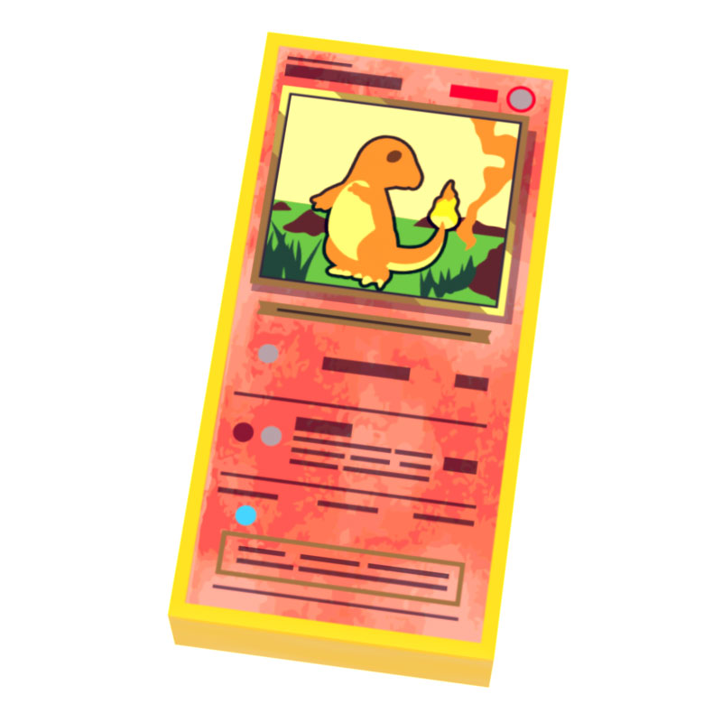 Fire Lizard - Pocketball Card (1x2 Tile) for Minifigs