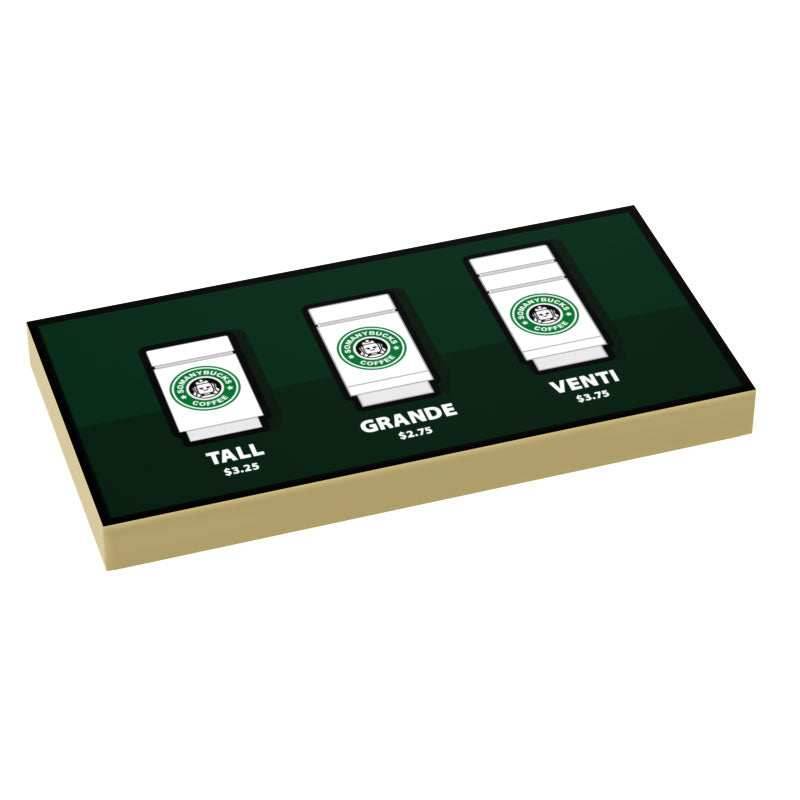 Somanybucks Coffee Menu by Size (2x4 Tile) - B3 Customs - 