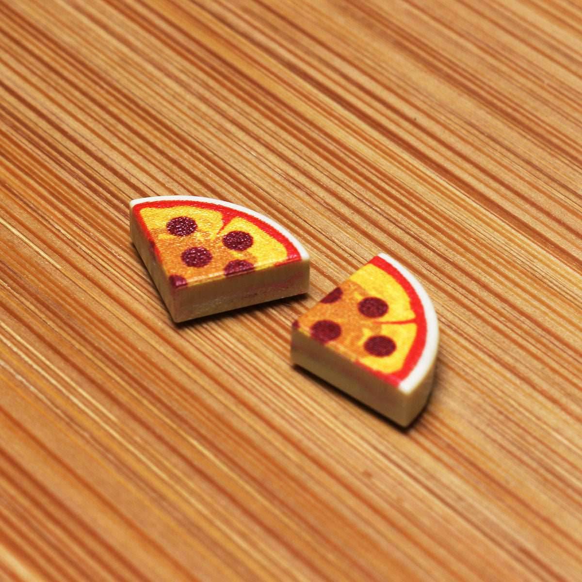 2 Slices of Pepperoni Pizza - Custom Printed (1x1 Curved Tile) made using LEGO parts - 