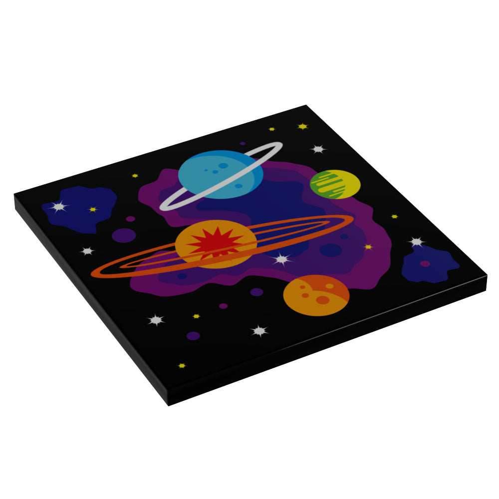 B3 Customs® 80's Arcade Carpet (Planets) - Custom Printed 6x6 Tile for LEGO MOCs - 