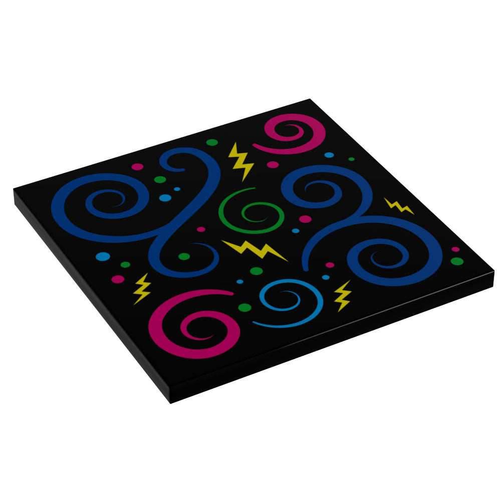 Retro 80's and 90's Arcade Carpet (Swirls) - Custom Printed 6x6 Tile for LEGO MOCs - 