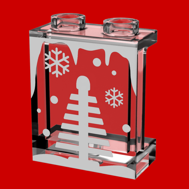 Winter Village Window with Christmas Tree made using LEGO part 1x2x2 Panel - B3 Customs (Copy) - Role-Players