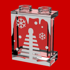 Winter Village Window with Christmas Tree made using LEGO part 1x2x2 Panel - B3 Customs (Copy) - Role-Players