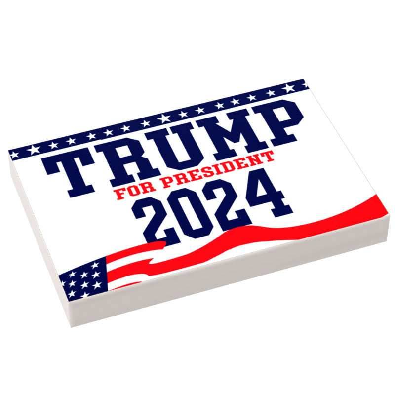 Trump 2024 Election USA Campaign Sign (2x3 Tile) made using LEGO part - B3 Customs - 