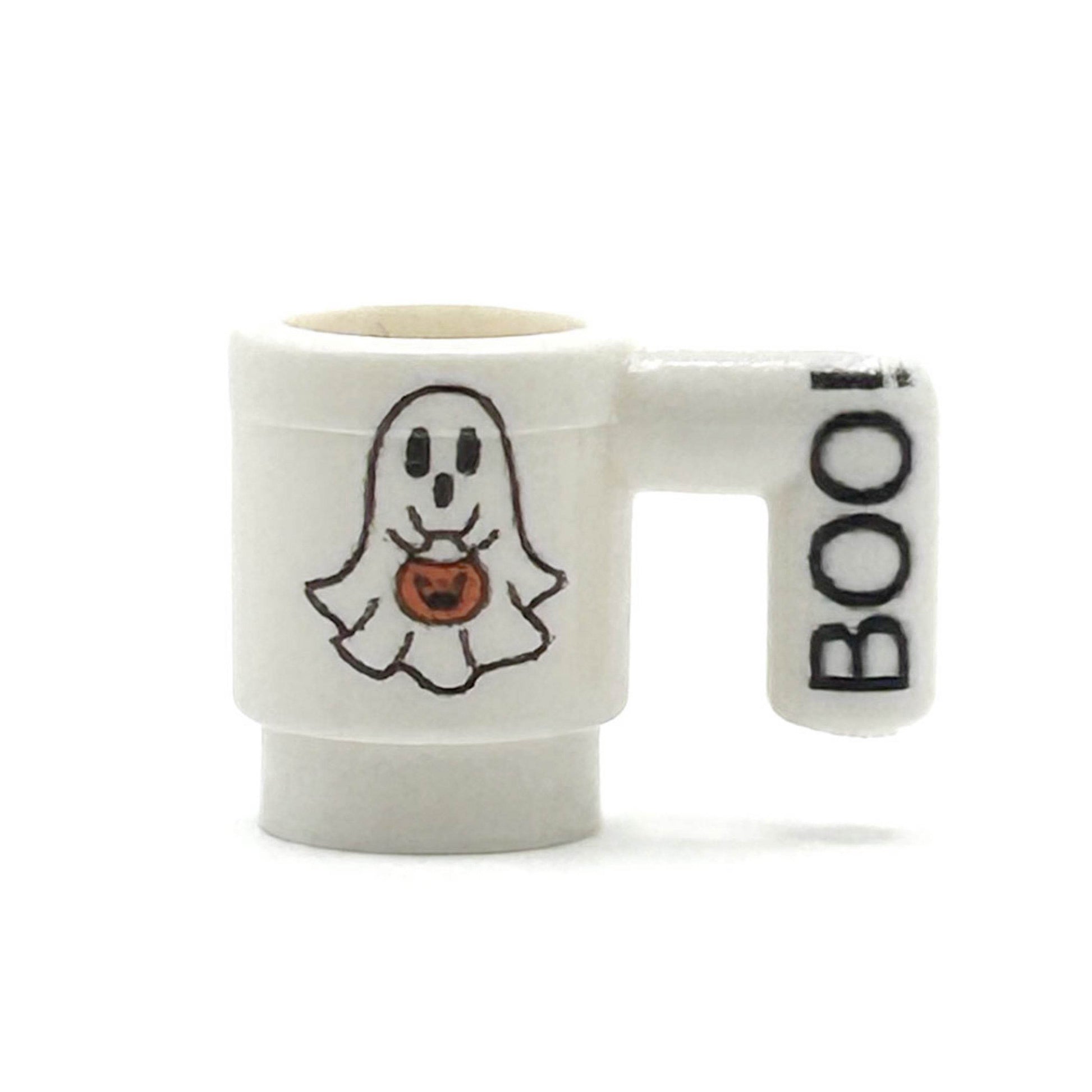 Boo! Ghost w/ Pumpkin Mug for Minifigs - B3 Customs - 