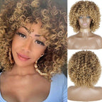 Cute Afro Wig Women Short Fluffy Hair Wigs with Bangs For Black Women Kinky curly Synthetic Hair For Party Dance Cosplay Wigs For Black Women Cosplay Wigs For Women
