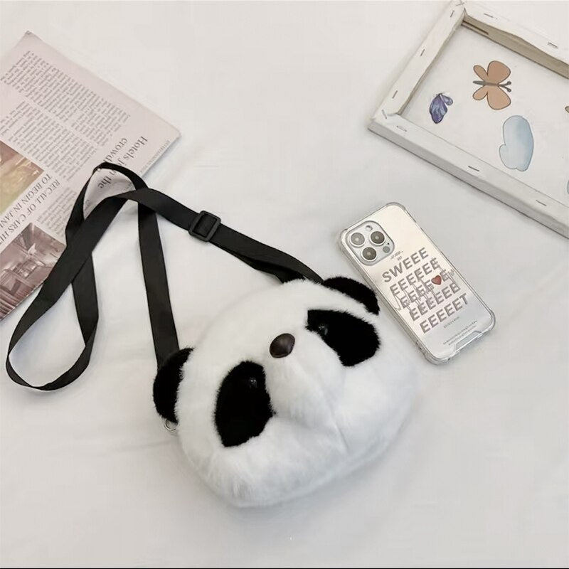 Cute Plush Panda Backpacks One Shoulder Diagonal Wallet