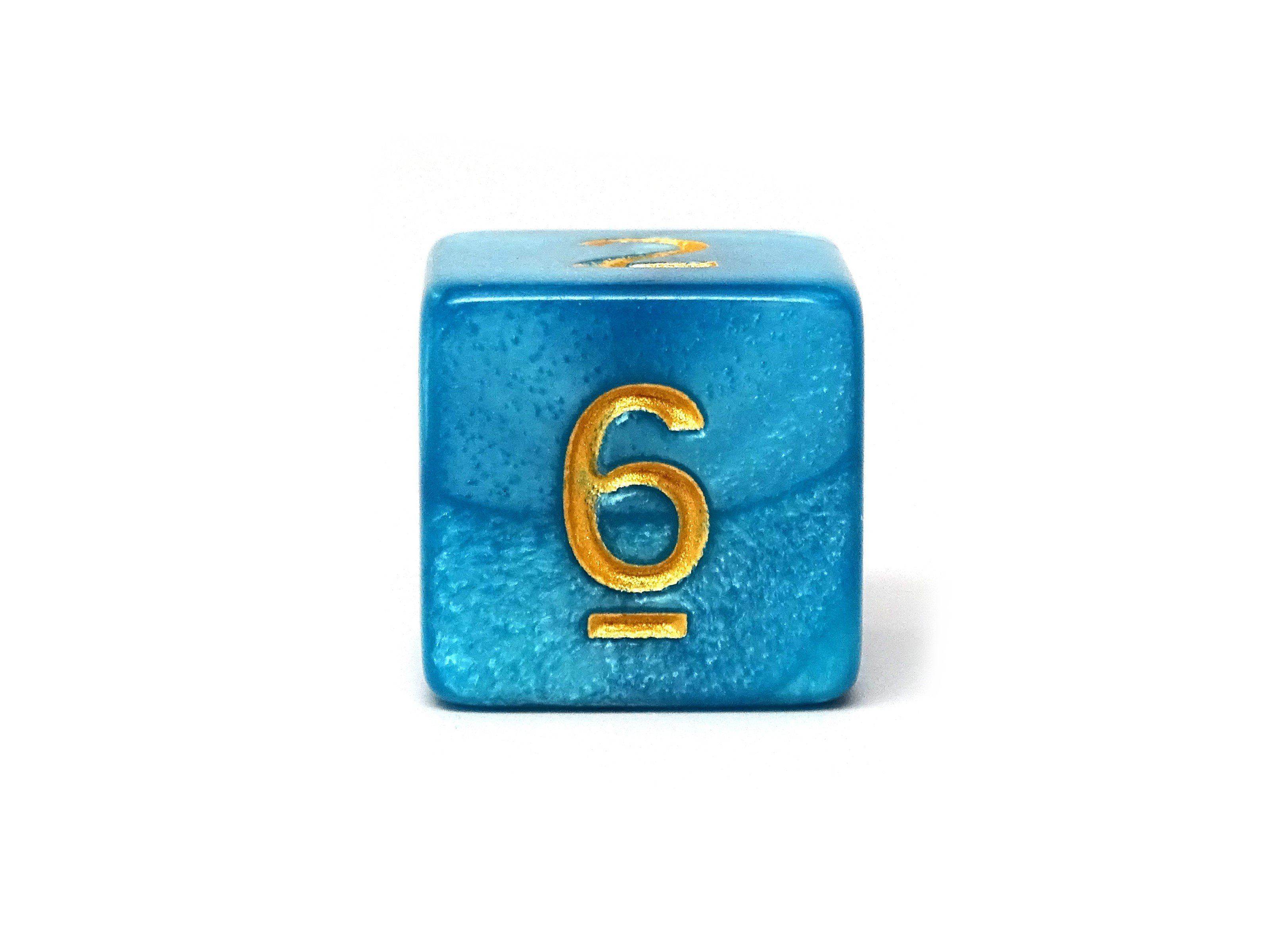 Cyan Marble Dice Collection - 7 Piece Set - 