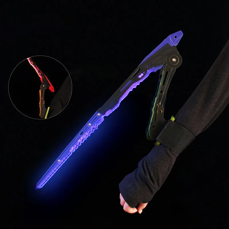 Cyberpunk Immortal Luminous Folding Mantis Knife Weapon Model Wearable Toy Sword Cosplay Acrylic Unbladed Lightsabers Boys Gifts