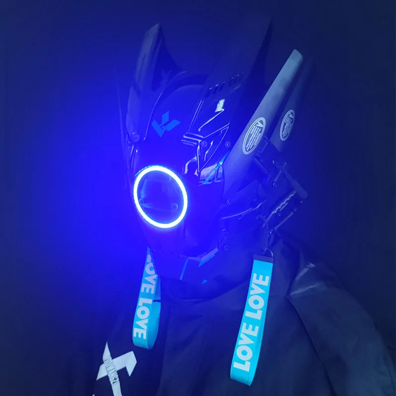 Cyberpunk Mask Helmet Techwear Cosplay Bluetooth With Dynamic Led Samurai Mask Customizable Patterns Screen Halloween Party Gift