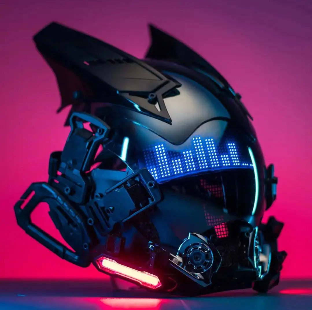 Cyberpunk Mask Helmet Techwear Cosplay Bluetooth With Dynamic Led Samurai Mask Customizable Patterns Screen Halloween Party Gift