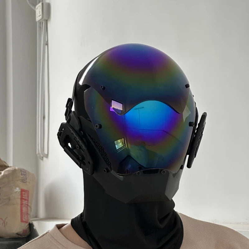 Cyberpunk Mask Role-play Futuristic Rainbow Mask Helmet Mechanical Style Halloween Party Gift Toys for Men and Women