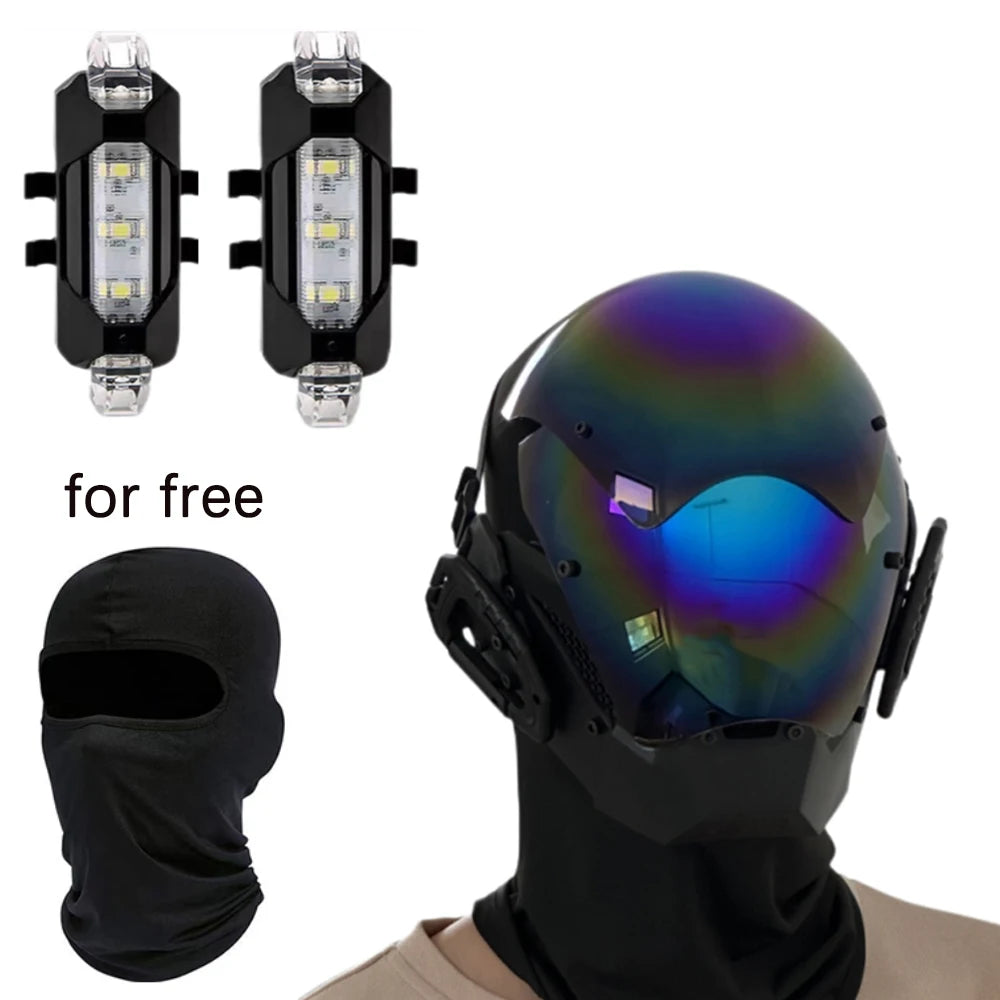 Cyberpunk Mask Role-play Futuristic Rainbow Mask Helmet Mechanical Style Halloween Party Gift Toys for Men and Women