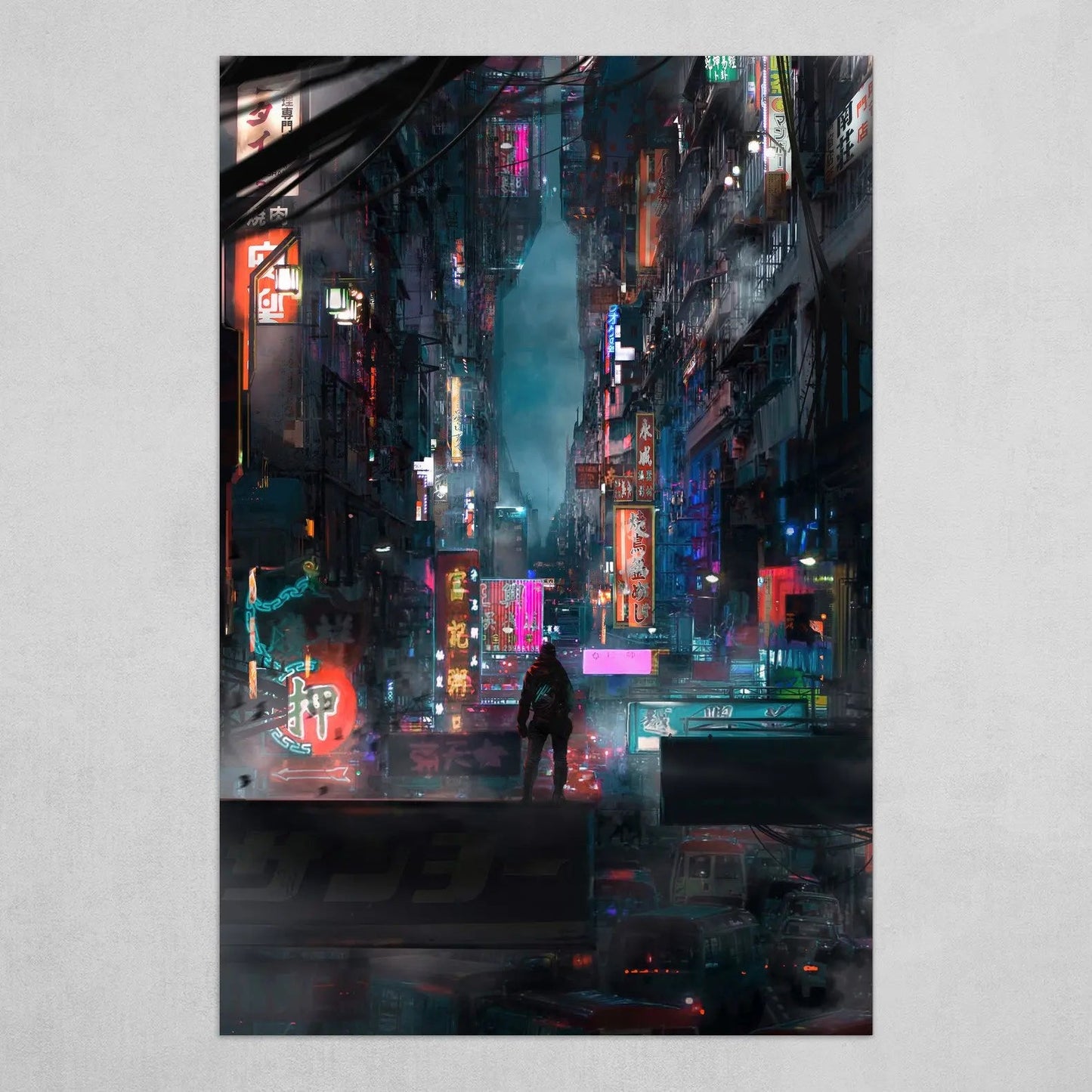 Cyberpunk Poster Prints with Frame Future World Technology Fantasy City Night Neon Lights Canvas Art Painting Wall Picture Decor