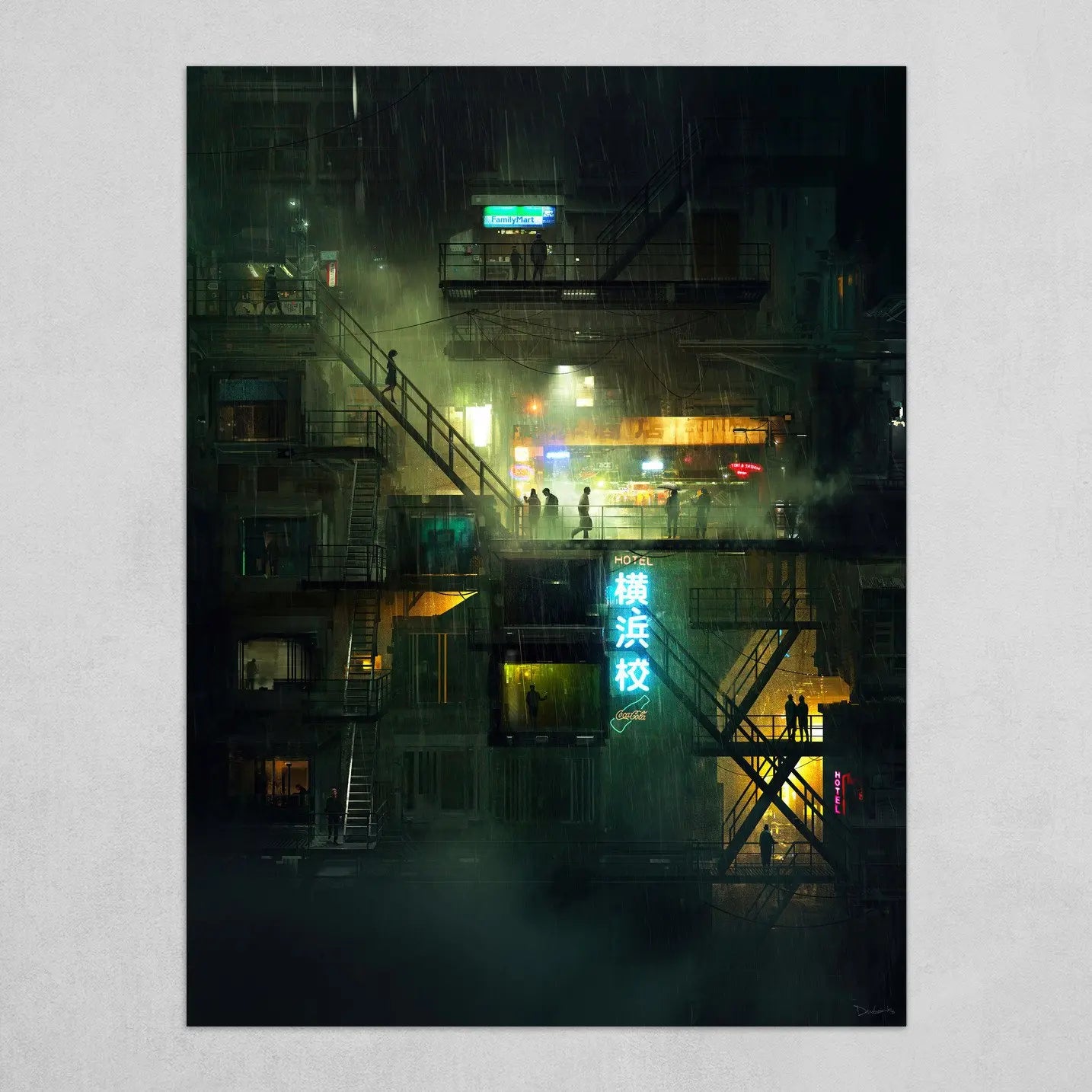 Cyberpunk Poster Prints with Frame Future World Technology Fantasy City Night Neon Lights Canvas Art Painting Wall Picture Decor