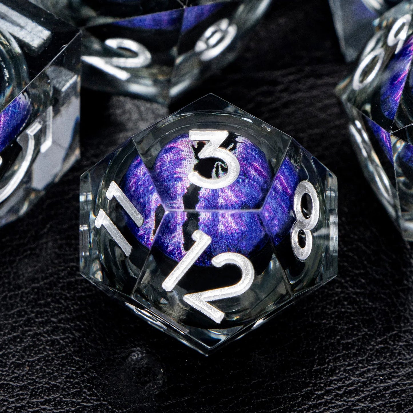 D and D Liquid Flow Core Eye Resin Dice Ring Dice Set Dnd Dungeon and Dragon Pathfinder Role Playing Games Dice D&D Black Dice