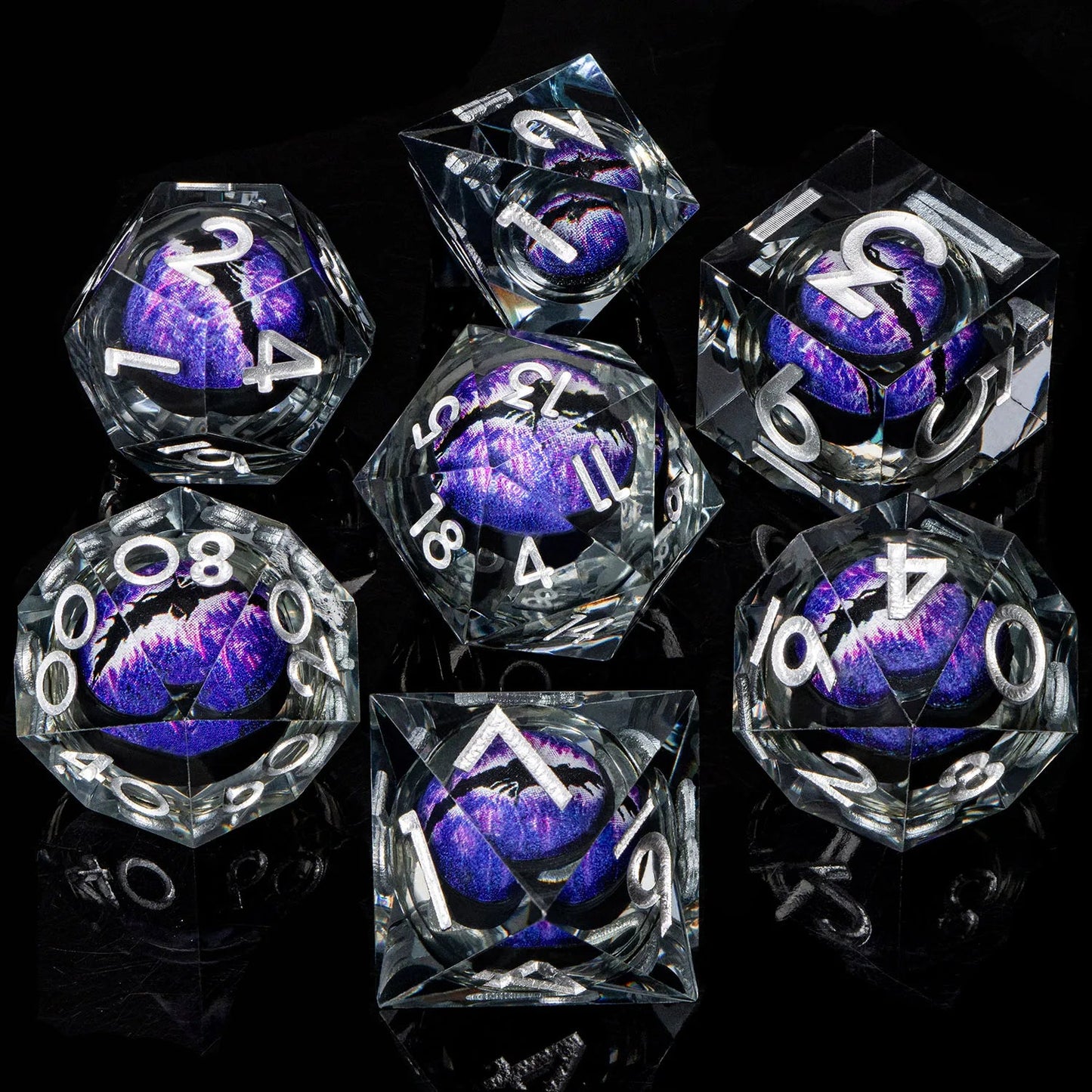 D and D Liquid Flow Core Eye Resin Dice Ring Dice Set Dnd Dungeon and Dragon Pathfinder Role Playing Games Dice D&D Black Dice