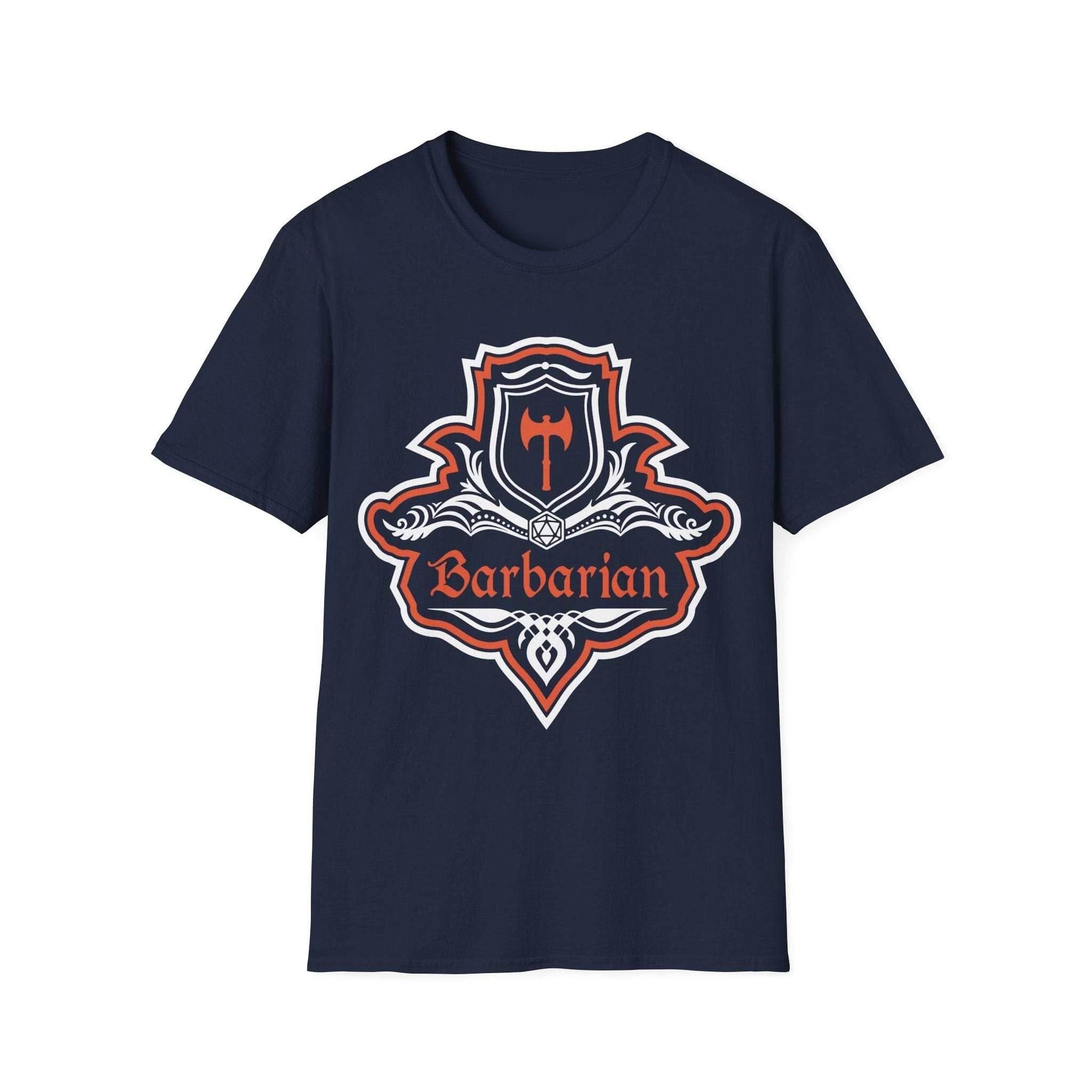 D&D Barbarian Class Fancy Emblem T-Shirt - Navy / S