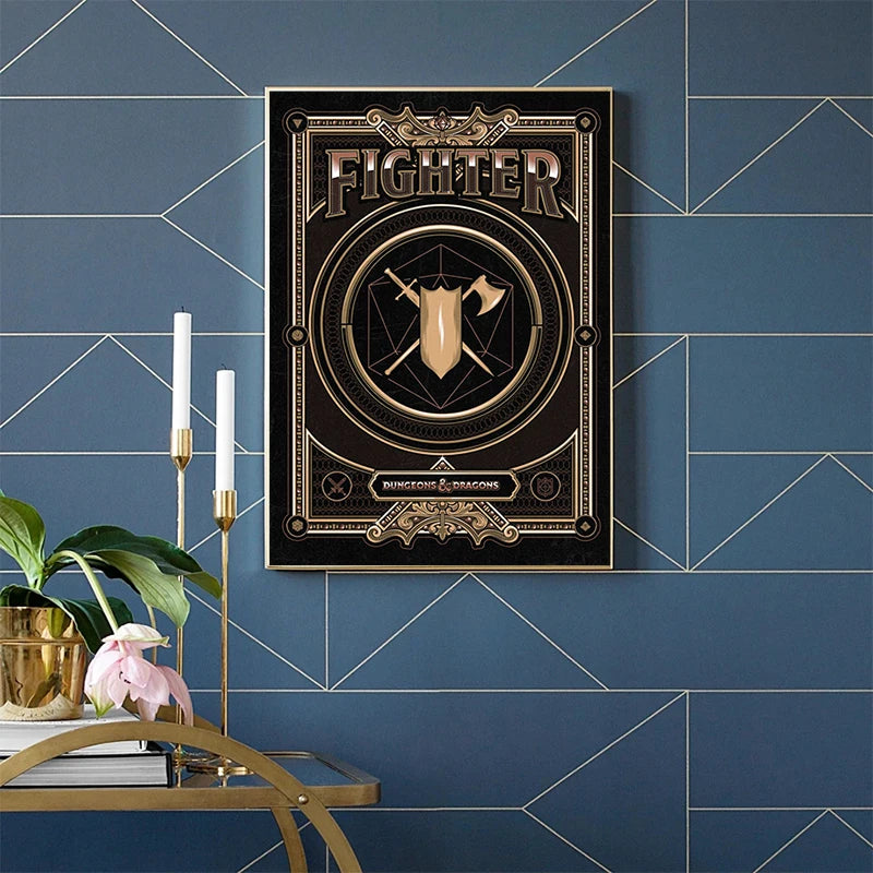 D&D Class Symbols Poster Classic Board Game Prop Cards Canvas Painting Modern Wall Art Picture Game Room Home Decor Player Gift