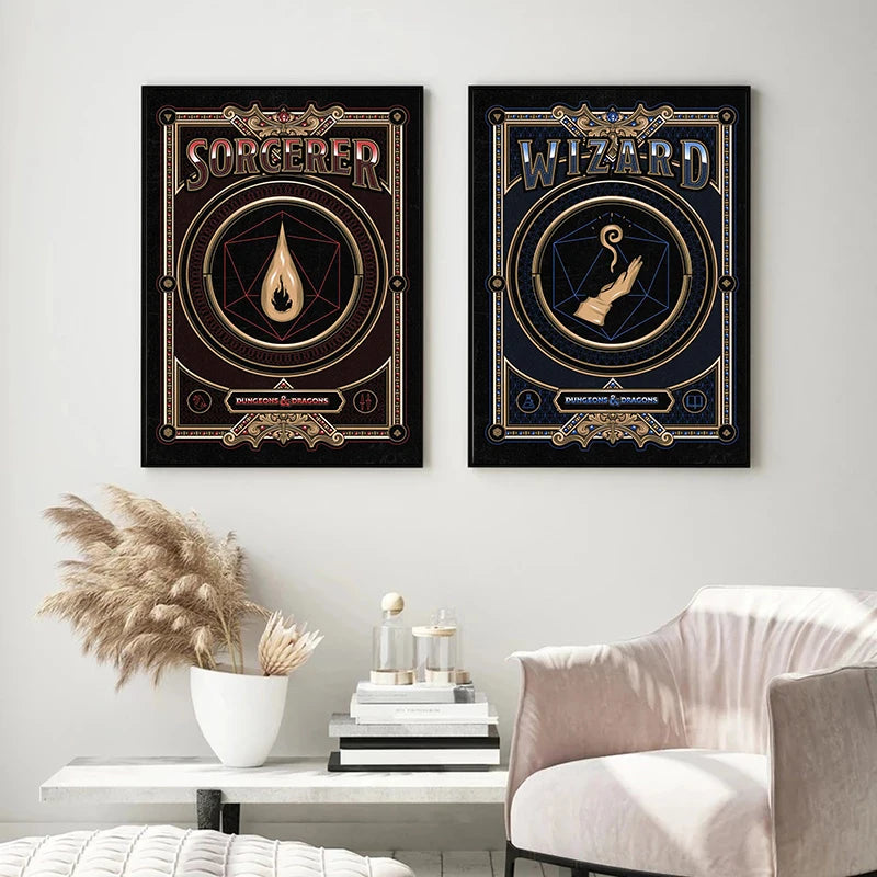 D&D Class Symbols Poster Classic Board Game Prop Cards Canvas Painting Modern Wall Art Picture Game Room Home Decor Player Gift