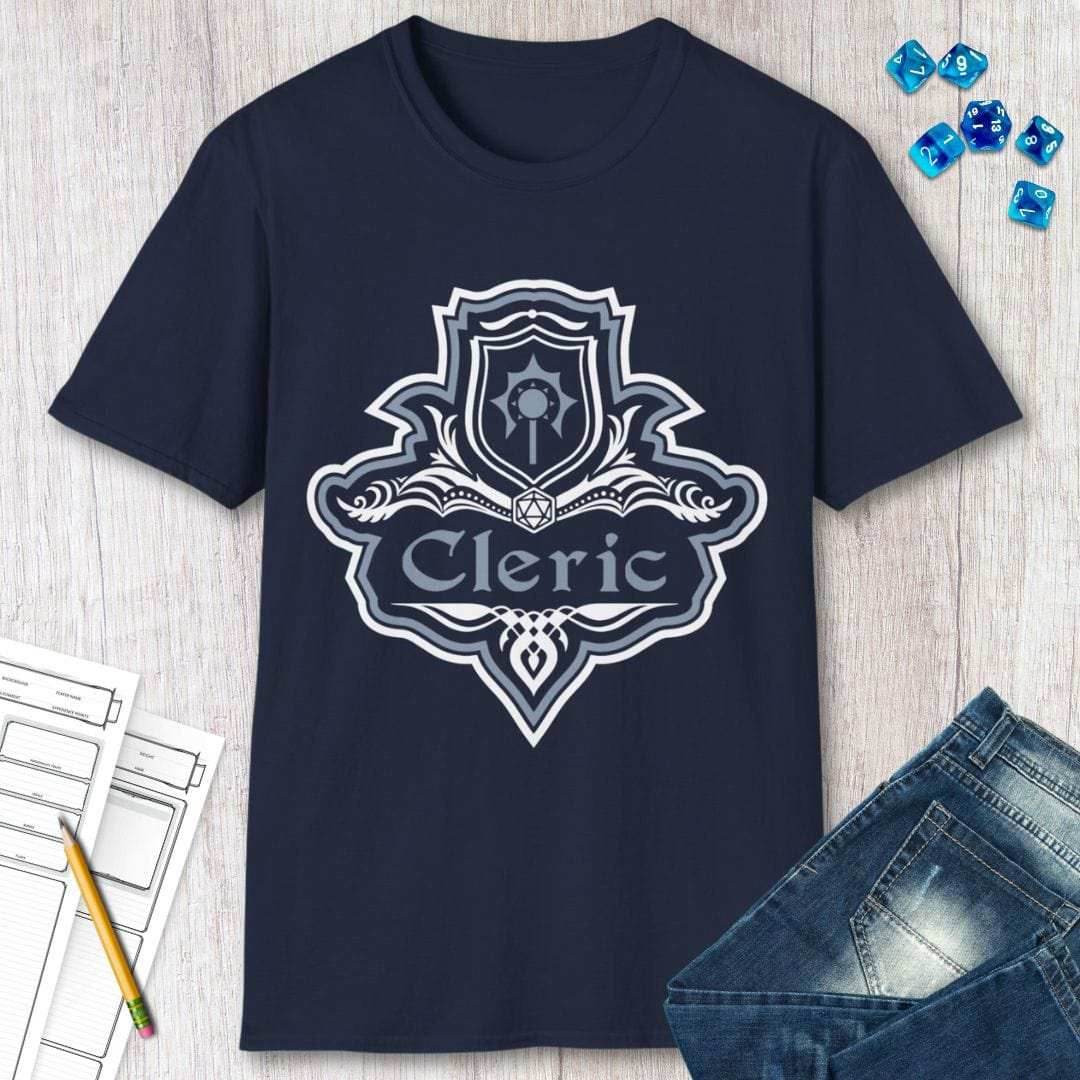 D&D Cleric Class Fancy Emblem T-Shirt - Navy / S