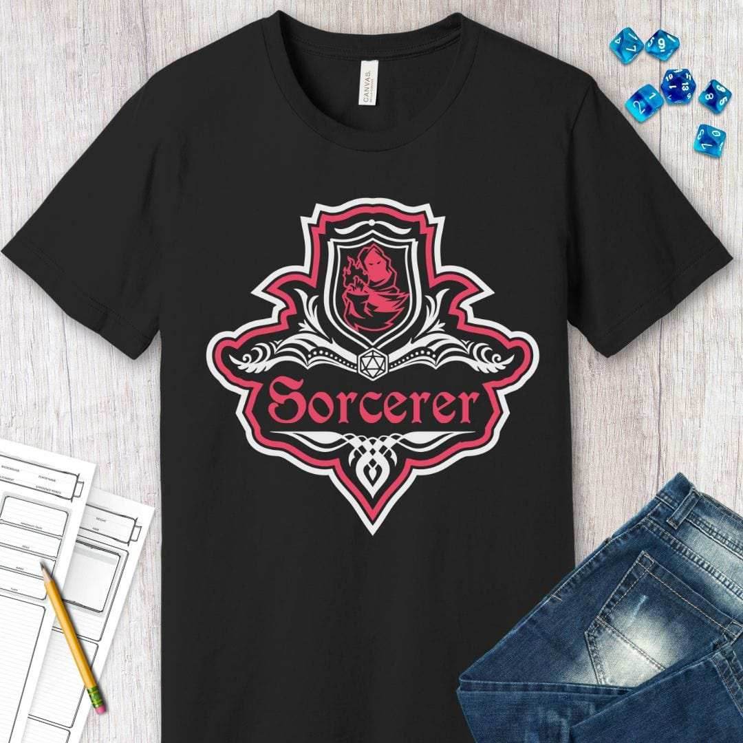 D&D Sorcerer Class Fancy Emblem T-Shirt - Dark Chocolate / S
