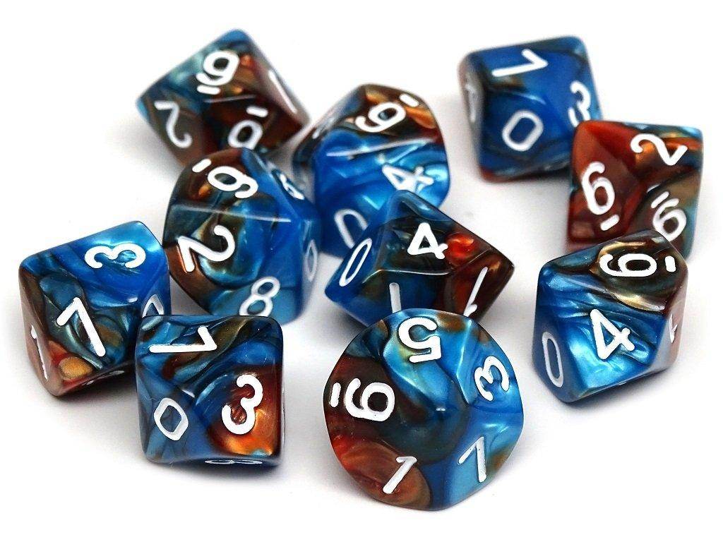 D10 Pack - Ten Count Pack of Cobalt and Copper Granite 10 Sided Dice - 