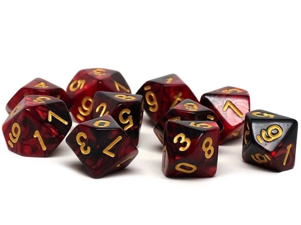 D10 Pack - Ten Count Pack of Lava Swirl 10 Sided Dice