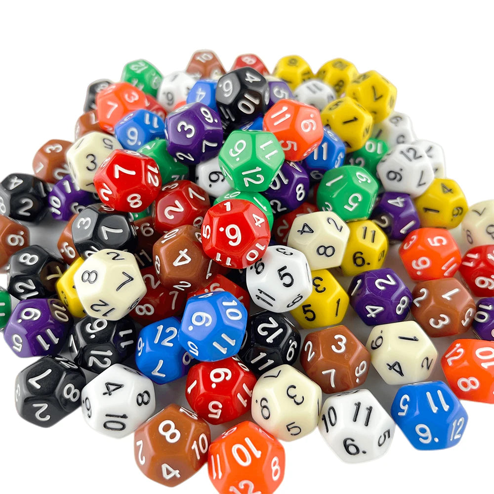 D12 Polyhedral Dice 17.7mm TRPG DND Digital Dice Game Set 12 Sides 10Pcs for Board Game