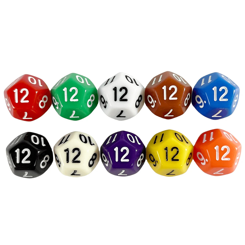 D12 Polyhedral Dice 17.7mm TRPG DND Digital Dice Game Set 12 Sides 10Pcs for Board Game