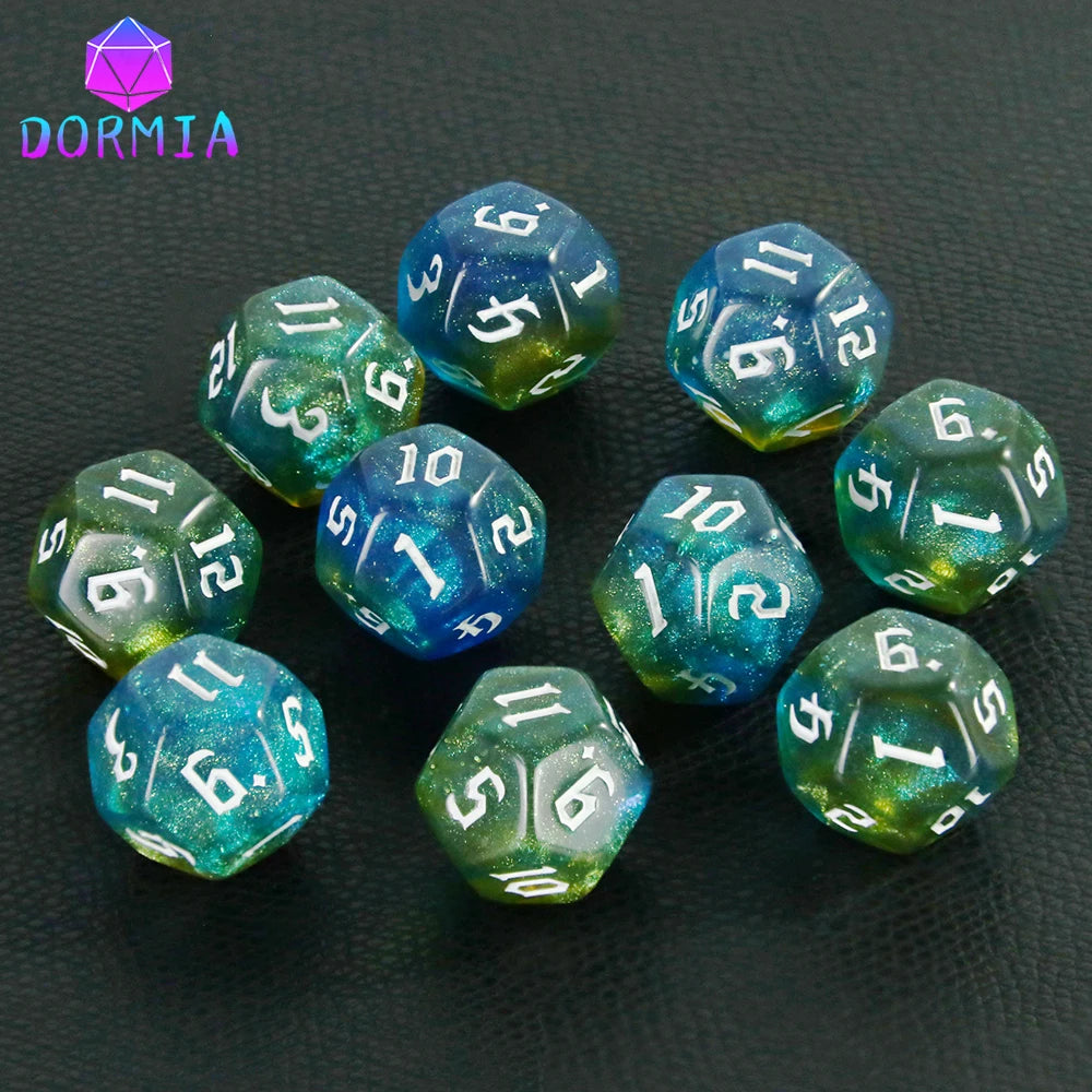 D12 Polyhedral Mixed Colours Dice 12 Sided Glitter Dice for DND Roleplay Game Math Teaching Playing Tabletop Games