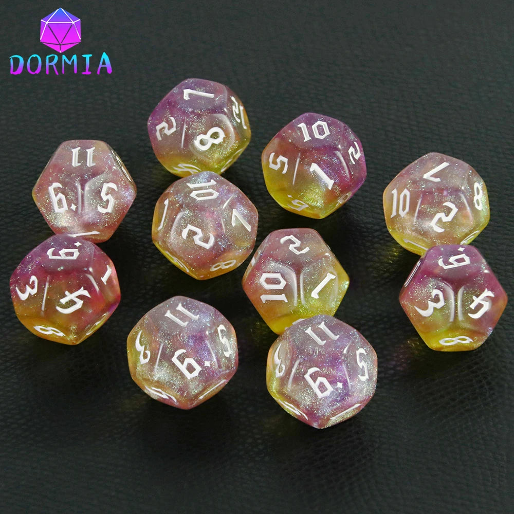 D12 Polyhedral Mixed Colours Dice 12 Sided Glitter Dice for DND Roleplay Game Math Teaching Playing Tabletop Games