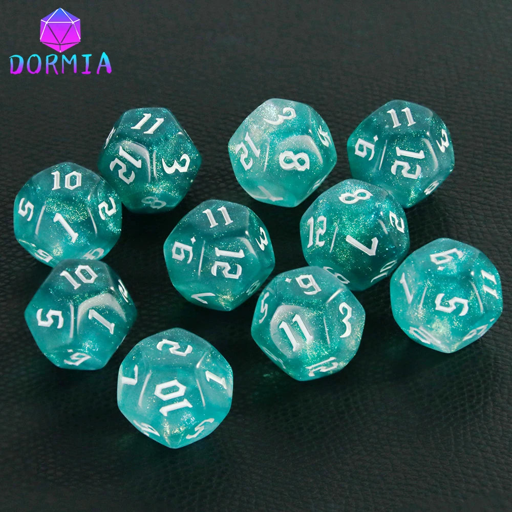 D12 Polyhedral Mixed Colours Dice 12 Sided Glitter Dice for DND Roleplay Game Math Teaching Playing Tabletop Games