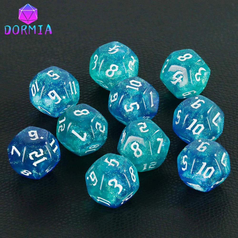 D12 Polyhedral Mixed Colours Dice 12 Sided Glitter Dice for DND Roleplay Game Math Teaching Playing Tabletop Games