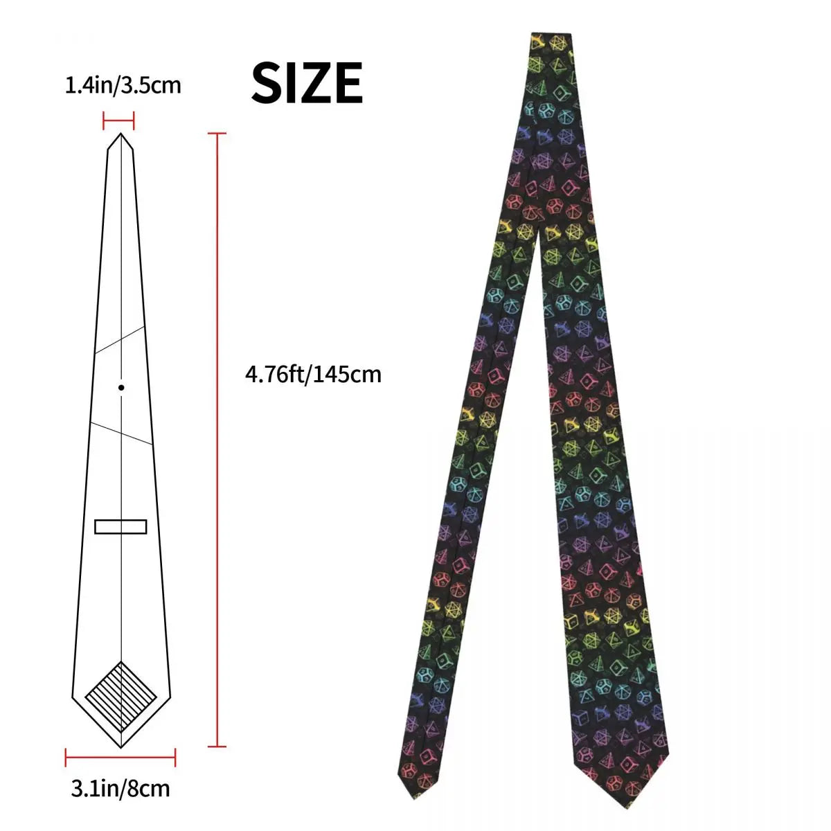 D20 Dice Set Tie Game Master Graphic Neck Ties Classic Elegant Collar Tie Unisex Adult Cosplay Party Necktie Accessories