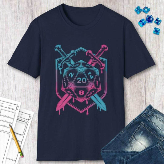 D20 Dice Sword Crest T-Shirt - Navy / S