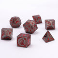 Wizard Solid Metal Polyhedral Dice Set - Gunmetal with Blood - 