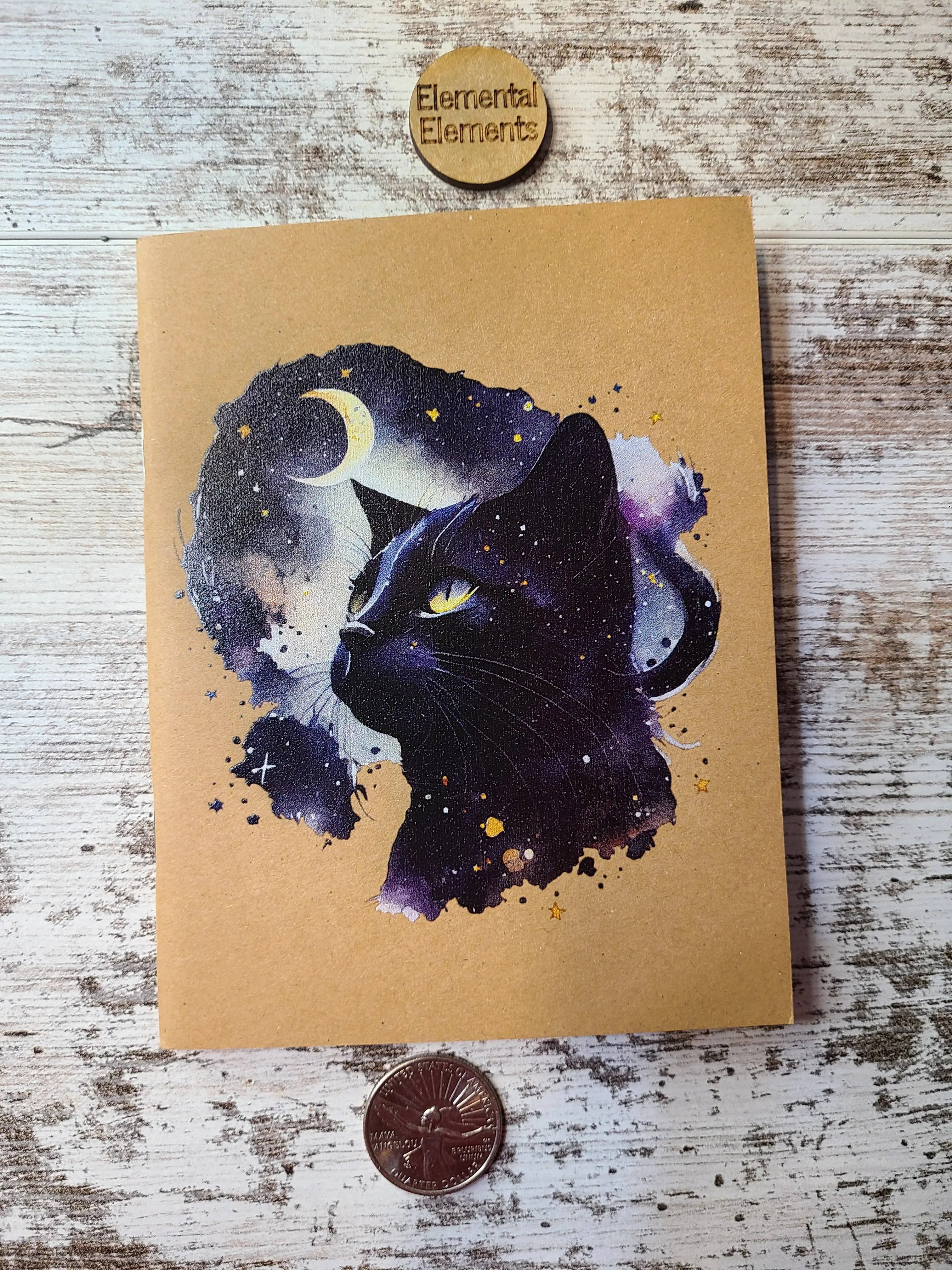 Celestial Cat Black Galaxy Kitty Journal Notebook