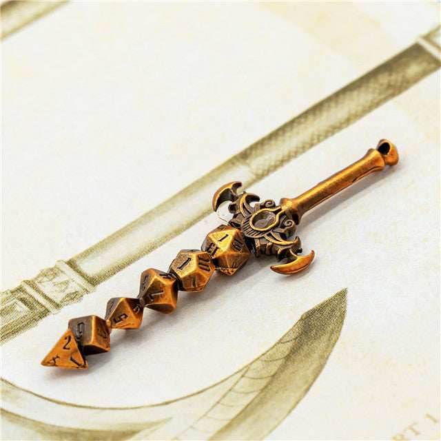 Dice Sword Gold 46mm x 9mm Trinket Novelty - 