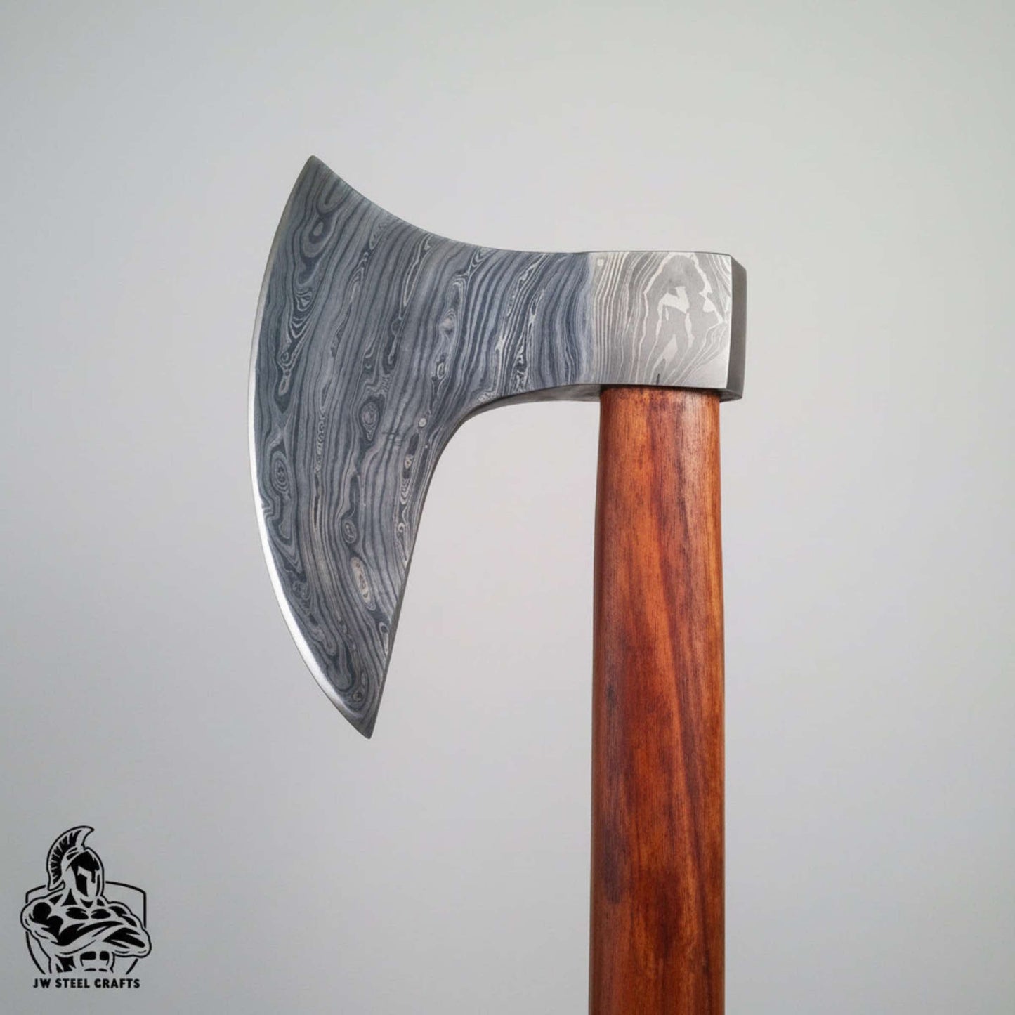 Damascus Steel Scandinavian Working Bearded Axe with Crescent Edge | JW SteelCrafts