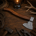 Custom Hand Forged Damascus Tomahawk Axe – Walnut Wood Handle