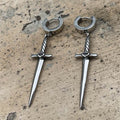 Dangle Sword Stainless Steel Hoop Earrings - Stainless Steel / A Pair