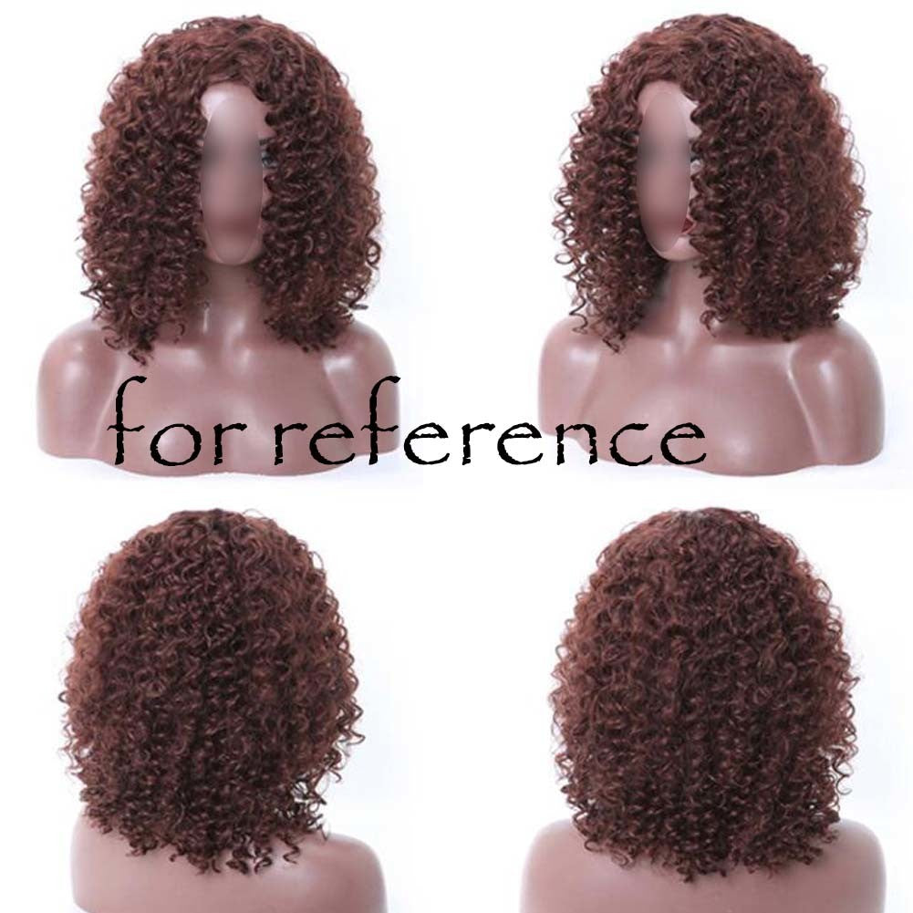 Dark Brown Afro Hair Wig Short Curly with Bangs Fluffy Wigs Synthetic Hair Full Wig,16 inch