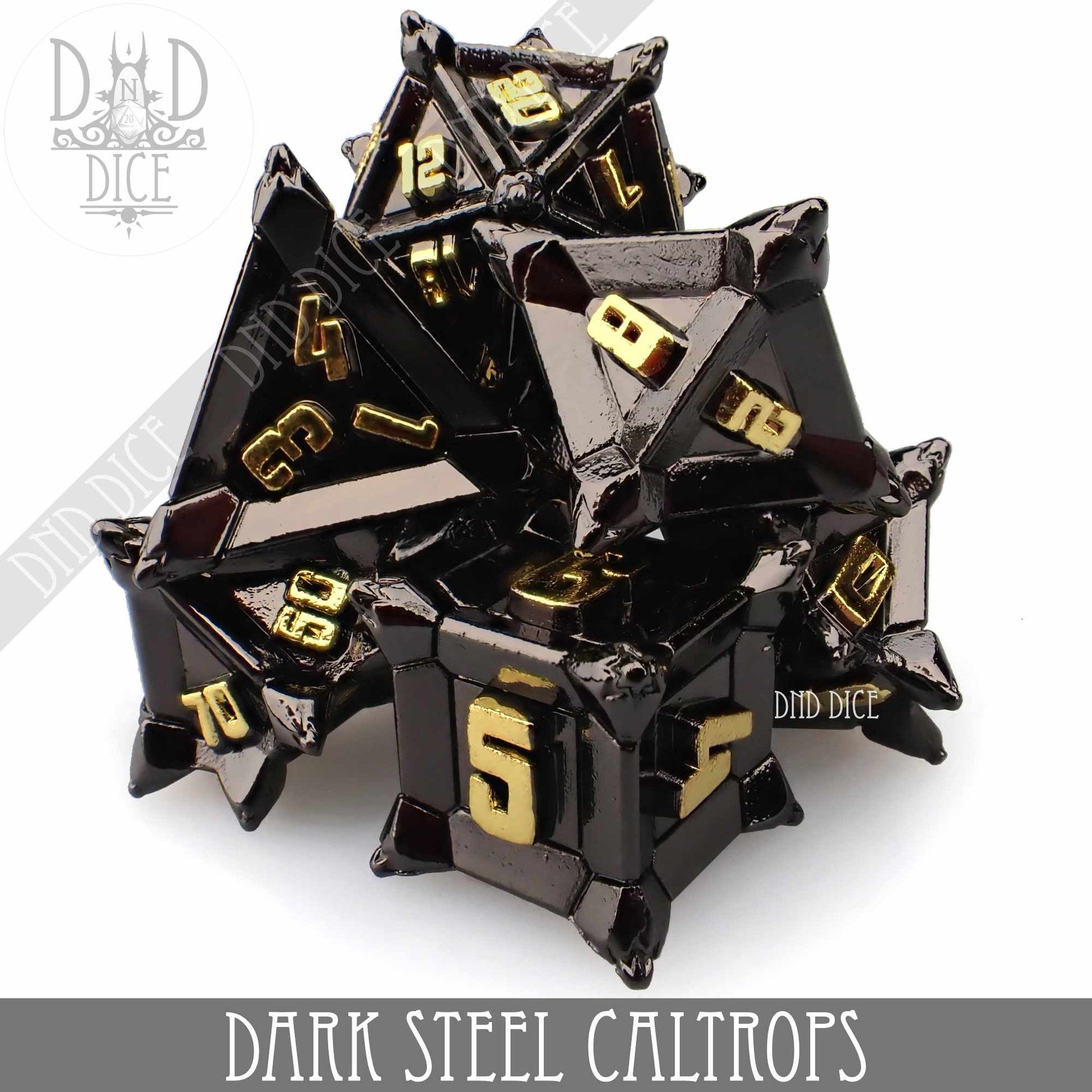 Dark Steel Caltrops Metal Dice Set