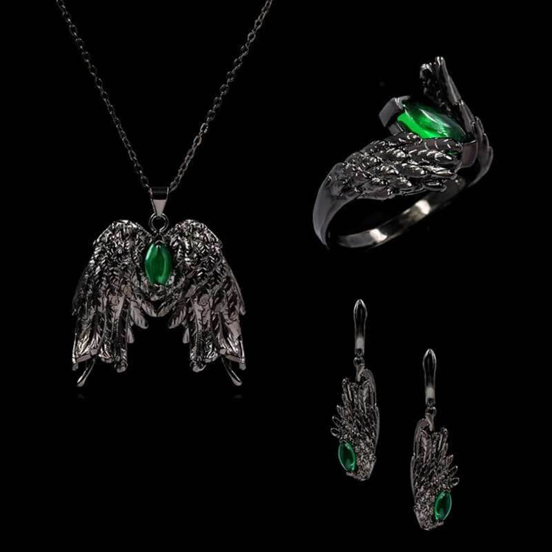 Dark Angel Wing Brass Gothic Pendant - Brass / With Chain