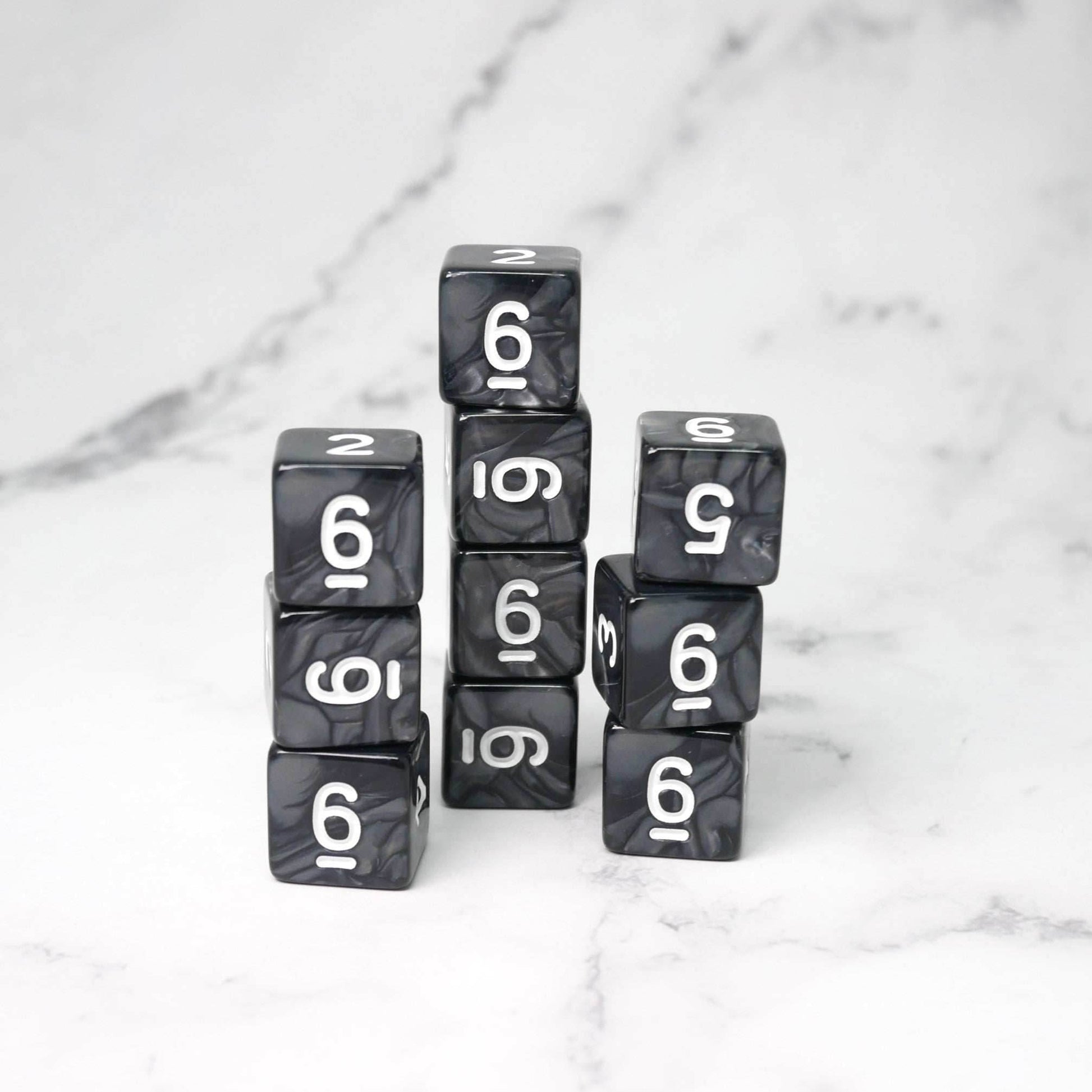 Dark Emulsion 10d6 - DnD Dice Set | Acrylic RPG Gaming Dice - 