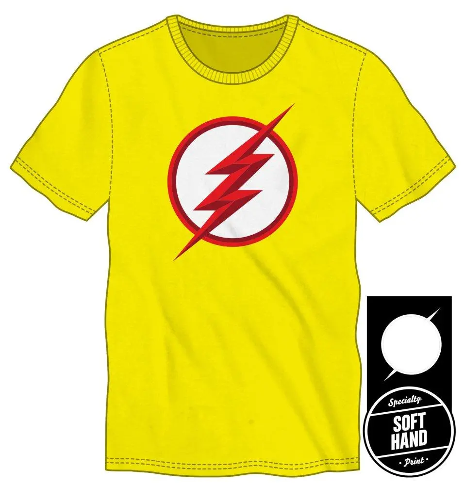 DC Comics Flash Logo Specialty Soft Hand Print Men's Yellow T-Shirt