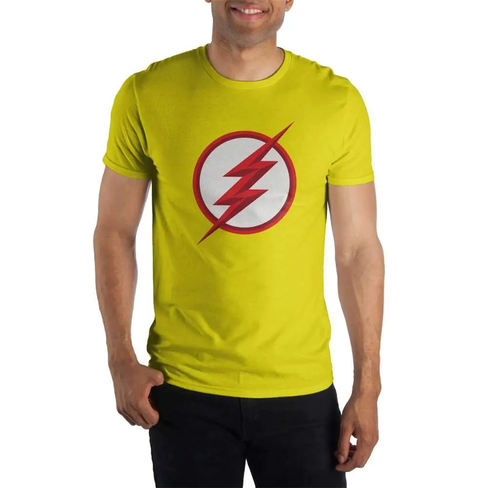 DC Comics Flash Logo Specialty Soft Hand Print Men's Yellow T-Shirt