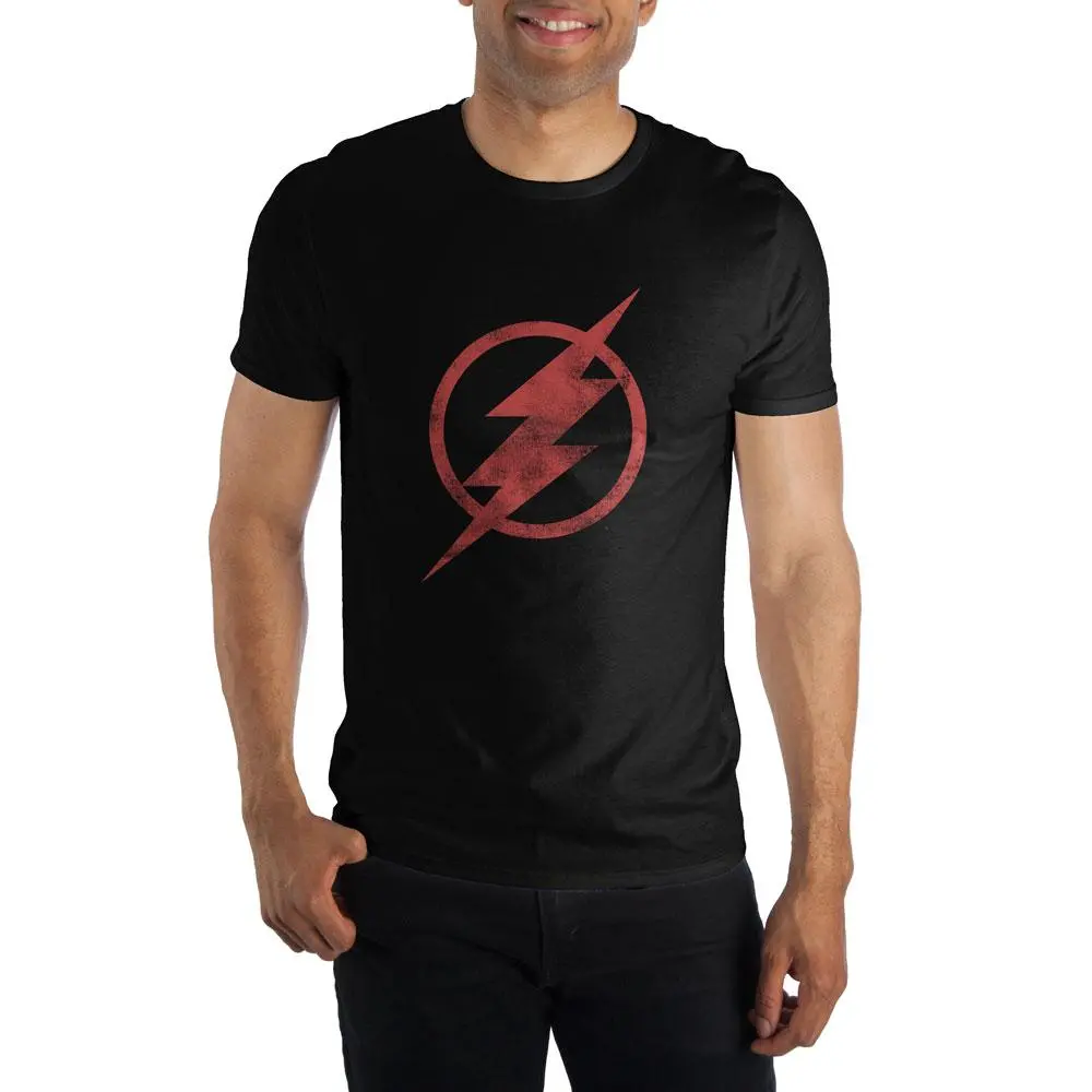 DC Comics The Flash Red Emblem Logo Men's Black Tee T-Shirt Shirt