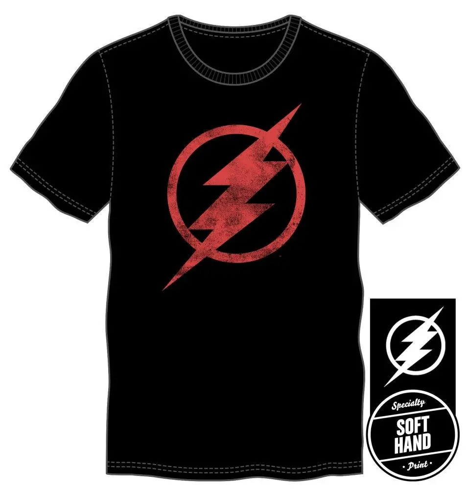 DC Comics The Flash Red Emblem Logo Men's Black Tee T-Shirt Shirt